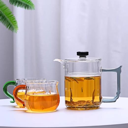 透明玻璃莲花杯带把无盖南瓜杯茶杯水杯牛奶杯早餐杯子花茶杯家用璃匠-莲花品杯双支装(琥珀色） 商品图4