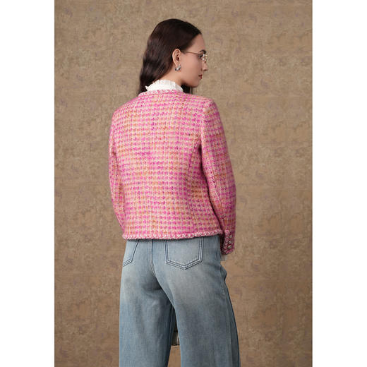 乔万尼小香风绵羊毛大衣小个子粗花呢短外套ET4B883 商品图4