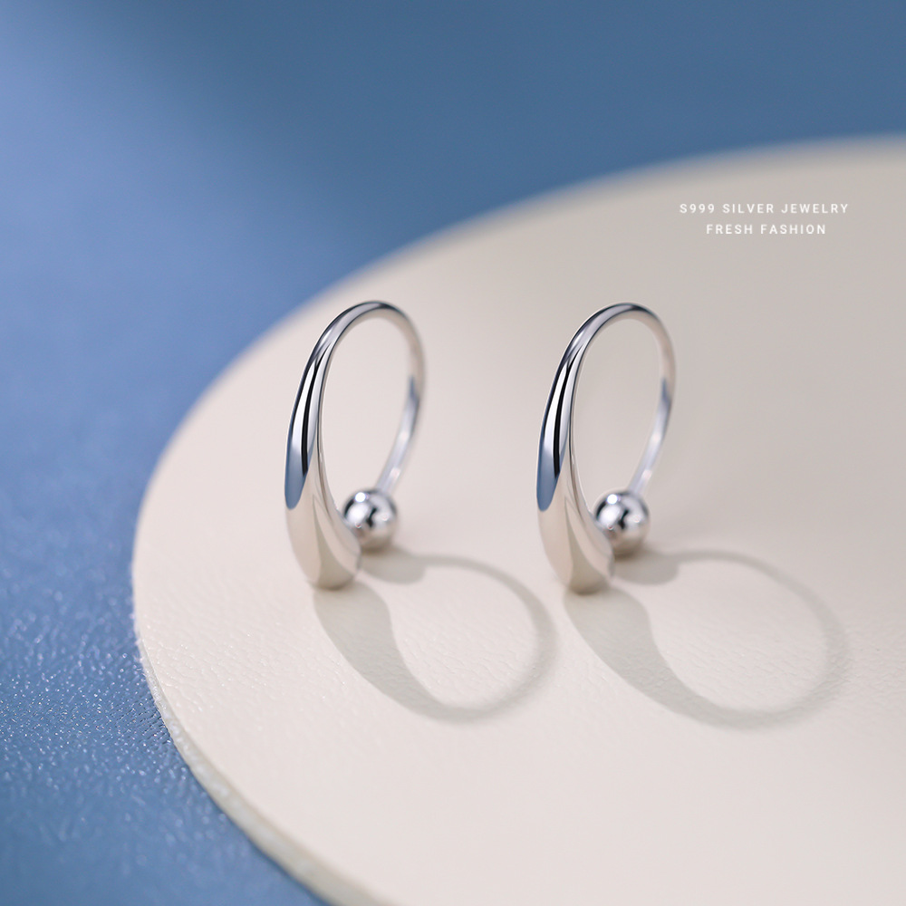 【鲁伯特之泪】S999银水滴形拧螺丝冷淡风耳环【YXS-E4984】