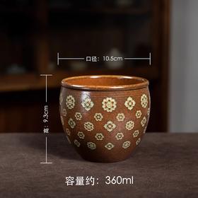 本土斋 青瓷草木灰水盂 宝相花刻绘手工建水功夫茶具废水周边配件 宝相水盂360ML【不支持补差，非质量问题不退不换】S
