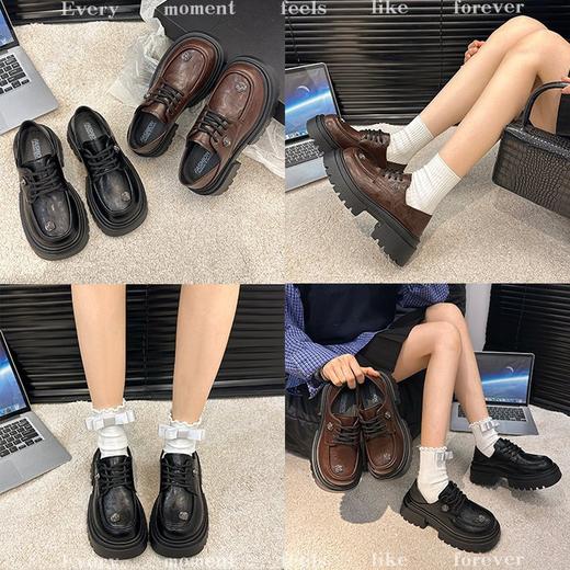 【YW】无忧购2025春季韩版小香风玫瑰花百搭增高系带圆头厚底英伦风小皮鞋H8061（截单后7天发货) 商品图8