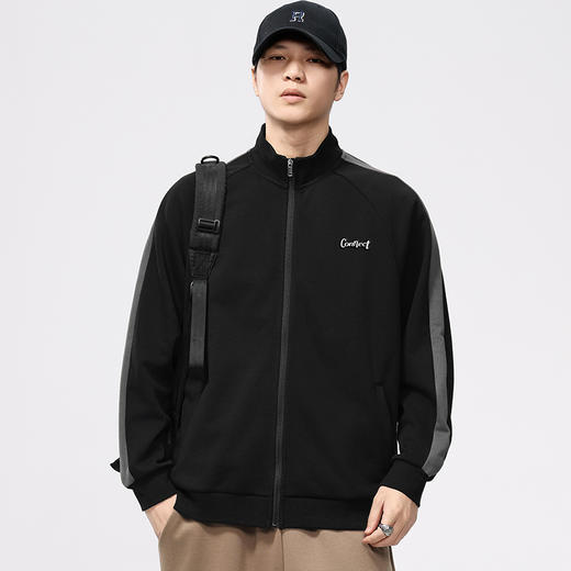 【新款DQ】大依优型大码男装330Gg立领开衫卫衣男宽松百搭撞色拉链外套潮流加肥加大上衣男士 商品图9