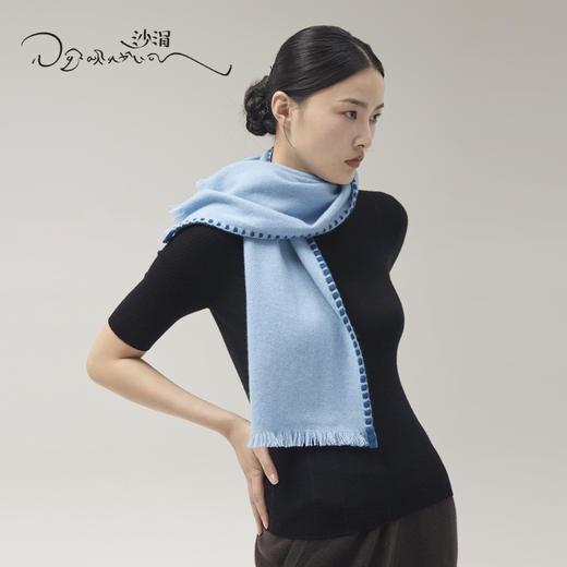 西藏手工氆氇羊绒撞色围巾SJF95P622N 商品图4