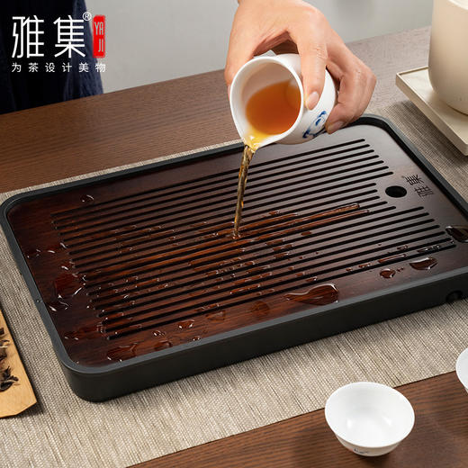雅集PP干泡茶盘24*36cm(长方-黑色) 商品图3
