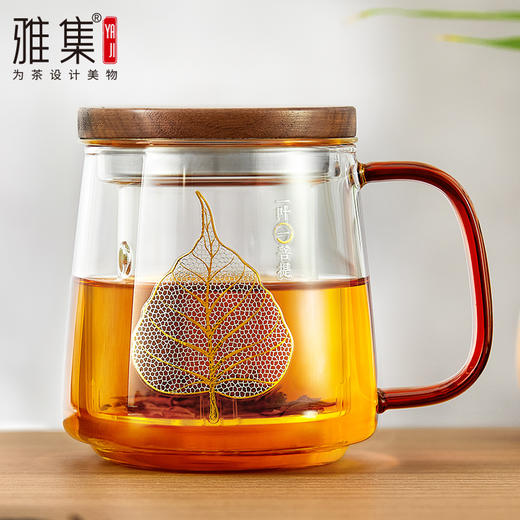雅集玻璃杯一叶菩提杯500ml（木盖款） 商品图1