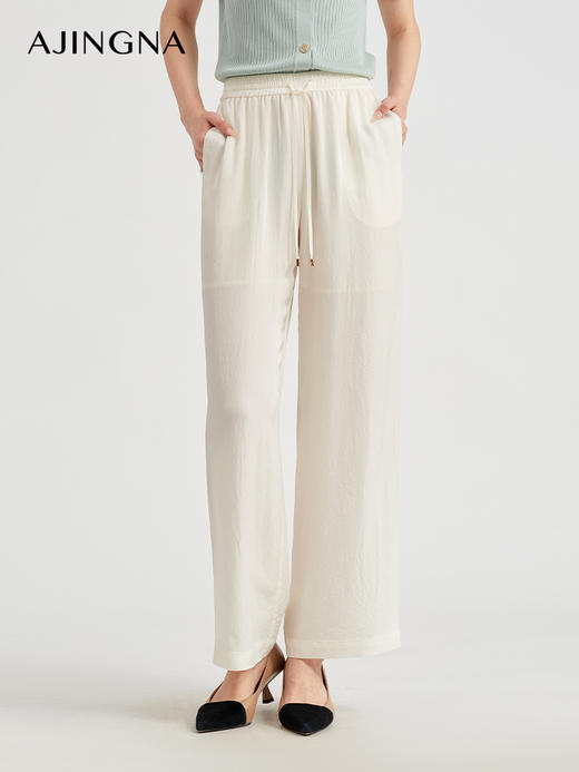 【商场同款】阿菁娜2024夏季新款直筒宽松垂坠感长裤A30X110051 商品图7