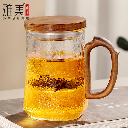 雅集玻璃杯玉琮杯500ml（木盖龙把款） 商品图1