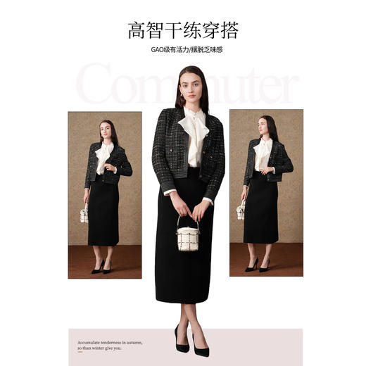 乔万尼秋冬新款小香风短外套V领粗花呢设计ET4B868 商品图2