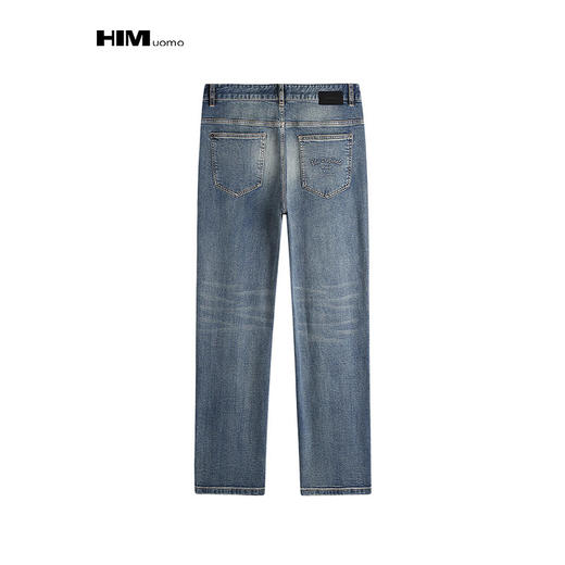 HIM漢崇  简约后袋字母压花牛仔裤男舒适休闲弹力直筒裤 2025秋季 商品图1