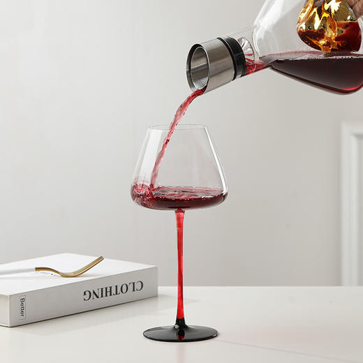 欧式勃艮第黑领结红酒杯瀑布式醒酒器水晶高脚杯葡萄酒杯酒具礼盒 商品图2