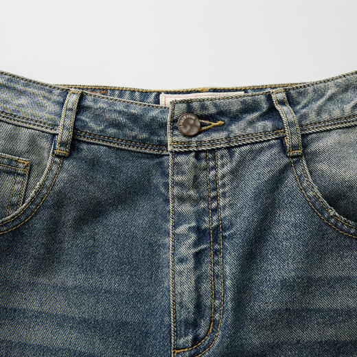 谜底牛仔直筒裤女2025春新品复古风水洗宽松牛仔九分裤251MK0077 商品图3