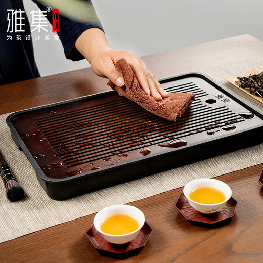 雅集PP干泡茶盘24*36cm(长方-黑色) 商品图4