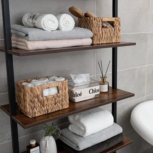 手工编织水葫芦藤编收纳盒 创意草编收纳篮可放卧室、浴室、食品储藏室、货架 商品图7