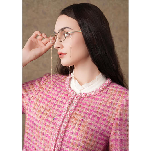 乔万尼小香风绵羊毛大衣小个子粗花呢短外套ET4B883 商品图3