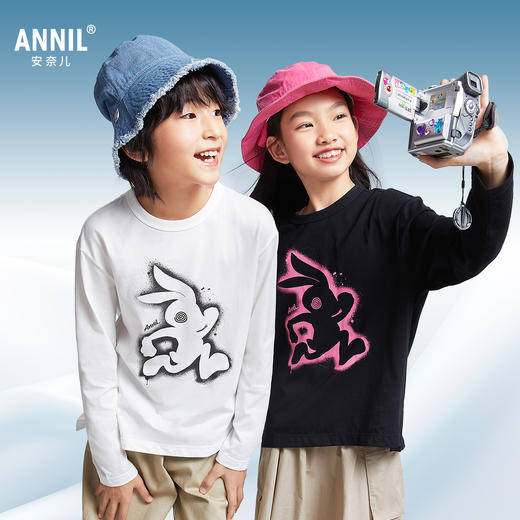 男女童圆领长袖T恤春季新款安奈儿童装EM511025 商品图1