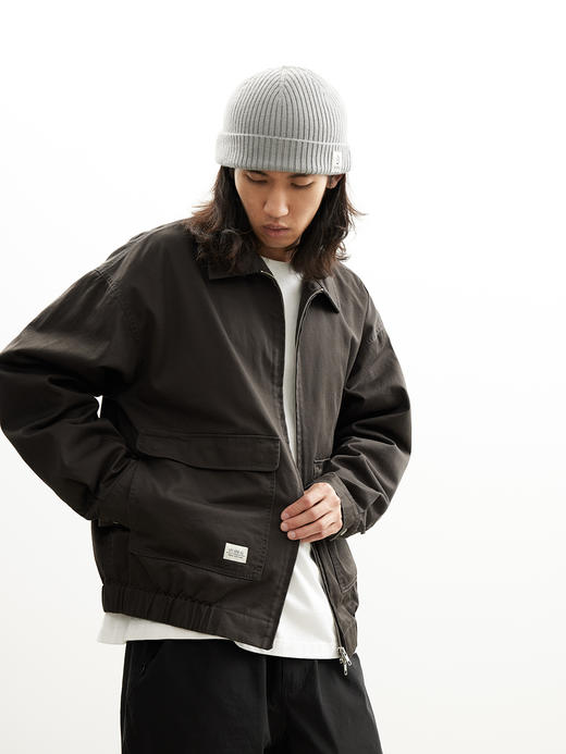 吃茶去chichaqu25全棉洗水翻领夹克宽松复古休闲街头工装 商品图3