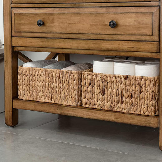 手工编织水葫芦藤编收纳盒 创意草编收纳篮可放卧室、浴室、食品储藏室、货架 商品图6