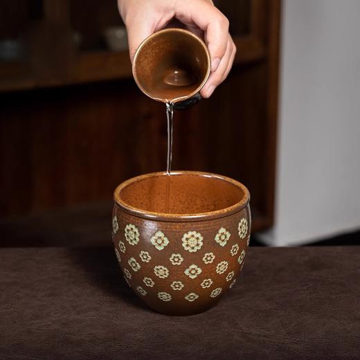 本土斋 青瓷草木灰水盂 宝相花刻绘手工建水功夫茶具废水周边配件 宝相水盂360ML【不支持补差，非质量问题不退不换】S 商品图4