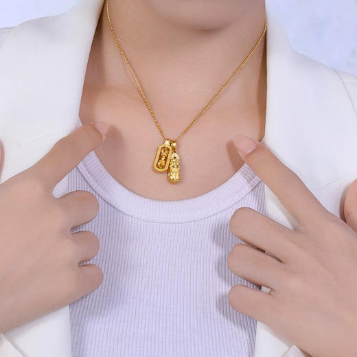 钻石豪门足金999金刚杵貔貅项链时尚精致百搭气质锁骨链 G 商品图9