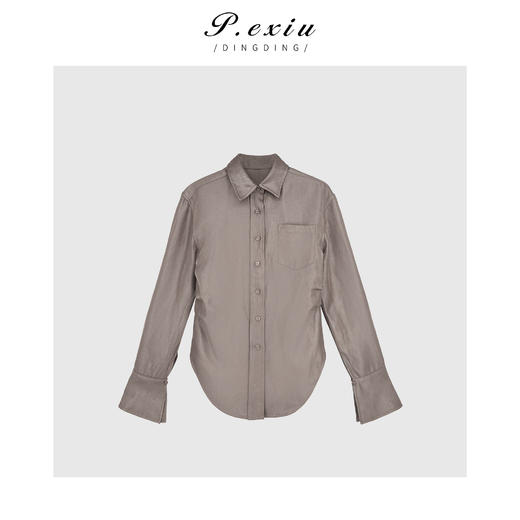 04-3潘依绣丁丁宠粉PanYiXiu/潘依绣人丝-法式设计感时尚简约百搭长袖衬衫 W-61716 商品图1