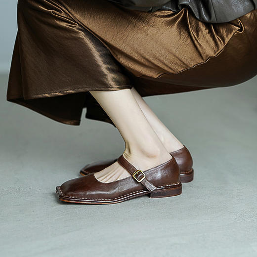 【阿么古纹马皮鞋】一字扣带玛丽珍女鞋2025新款英伦风小众单鞋2CM 商品图2