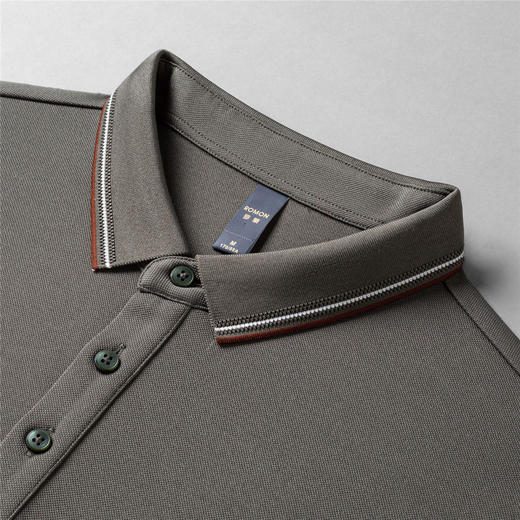 【含桑蚕丝】罗蒙男士春秋长袖polo衫男商务时尚舒适翻领百搭长袖t恤男 商品图7