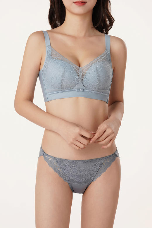 都市丽人C杯常规内衣自然舒适薄蕾丝四排扣无钢圈3/4杯文胸LB15K5 商品图0