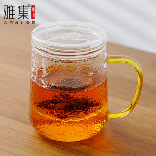 雅集玻璃杯锤纹茶屿悠觉杯450ml（琥珀把）送杯刷 商品图0