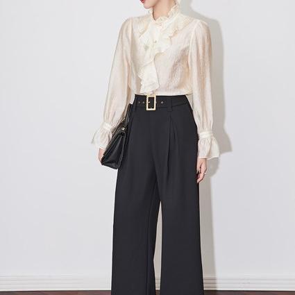 【高货wl】全新升级【铂金会员257/天猫339/差价82】(10954) 洛诗琳高级感西装裤高腰显瘦时尚气质通勤女早春阔腿裤 商品图2