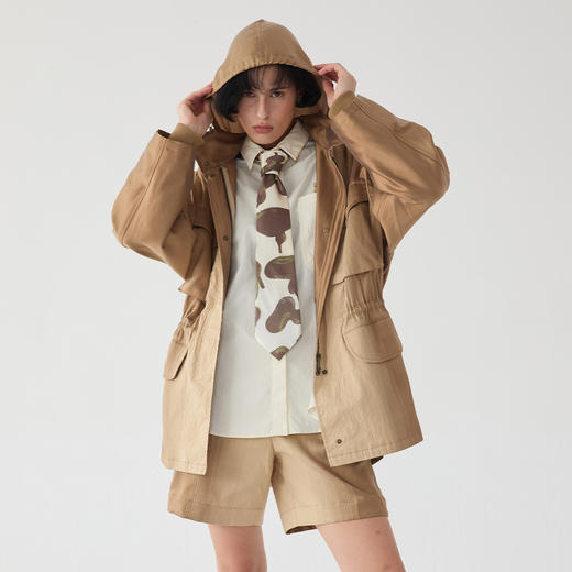 谜底直筒中长款风衣女士2025春款大口袋腰部可调节外套251ME0090 商品图0