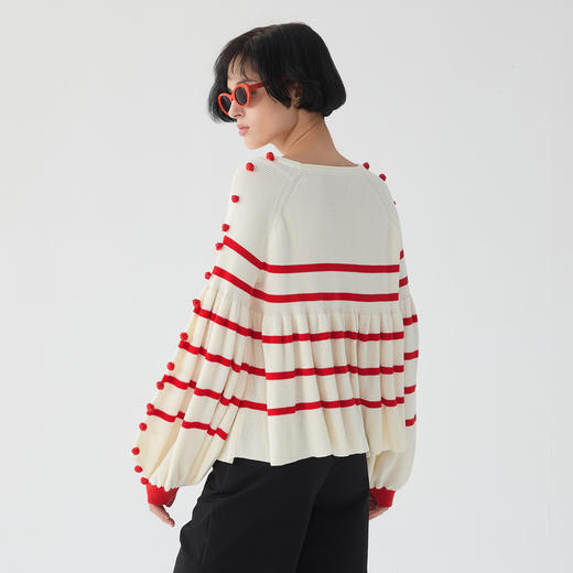 谜底娃娃型套头针织衫2025春季新品俏皮可爱条纹毛衫女251MZ0337 商品图2