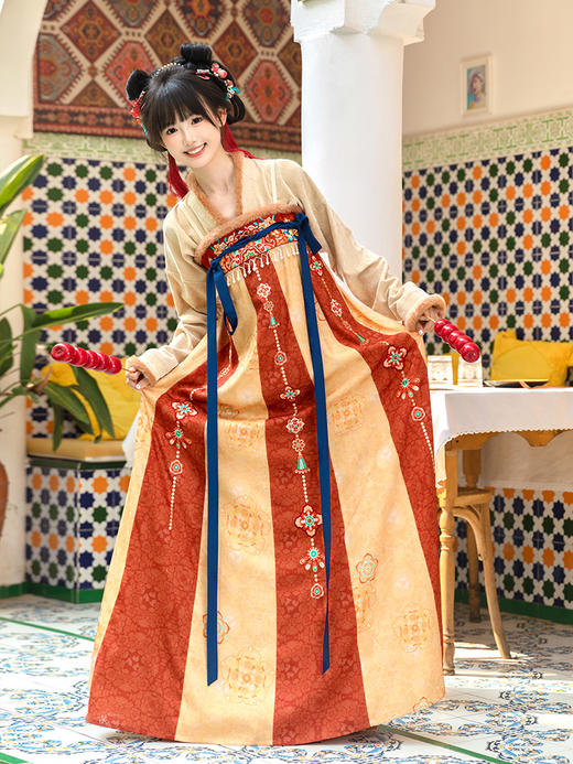 【重回汉唐长安乐】直领对襟衫交窬裙改良背子唐制汉服女款秋冬 商品图0