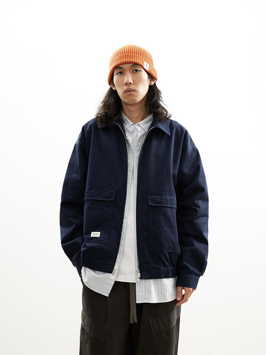 吃茶去chichaqu25全棉洗水翻领夹克宽松复古休闲街头工装 商品图0