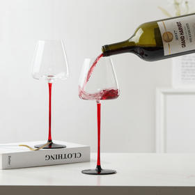 欧式勃艮第黑领结红酒杯瀑布式醒酒器水晶高脚杯葡萄酒杯酒具礼盒