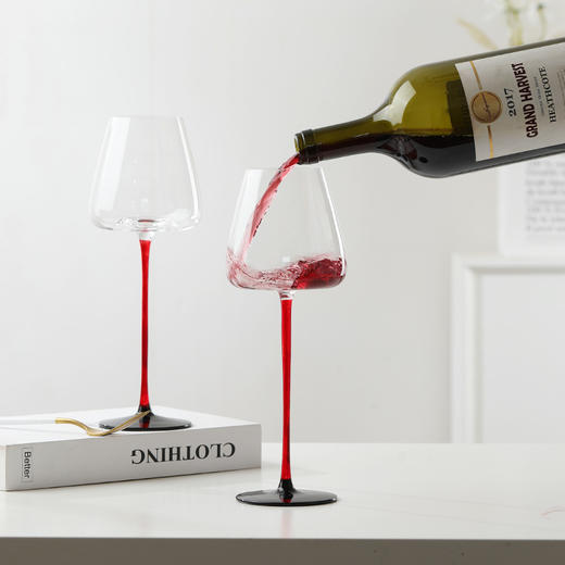 欧式勃艮第黑领结红酒杯瀑布式醒酒器水晶高脚杯葡萄酒杯酒具礼盒 商品图0