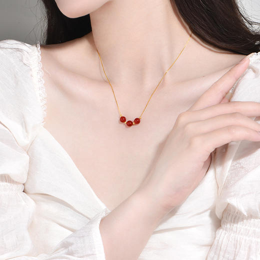 【三生三世 圆满幸福 时来运转】金六福吉祥  18K金珠 红绿玛瑙吊坠系列 商品图4