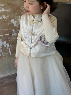 【现货！48小时内发】花蝶套装（两件套：毛衣连衣裙+马甲）