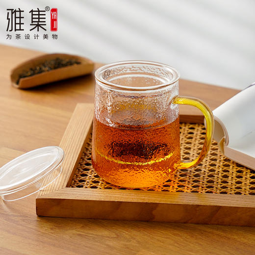 雅集玻璃杯锤纹茶屿悠觉杯450ml（琥珀把）送杯刷 商品图10
