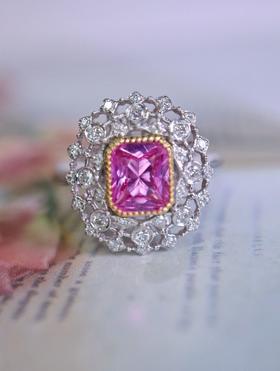 1.06ct刻面粉蓝宝戒指