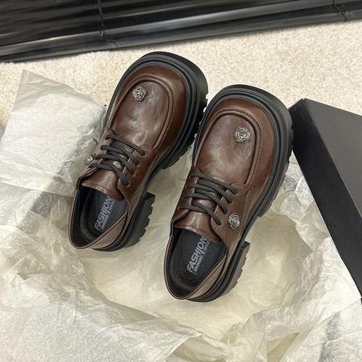 【YW】无忧购2025春季韩版小香风玫瑰花百搭增高系带圆头厚底英伦风小皮鞋H8061（截单后7天发货) 商品图4