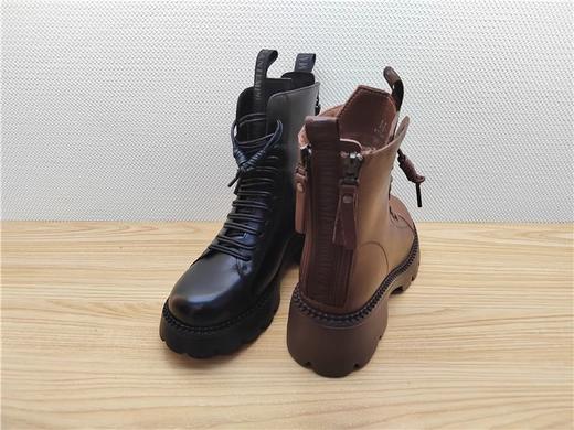 豪行冬季新款22430087M牛皮低跟加绒休闲女棉靴短靴 商品图2