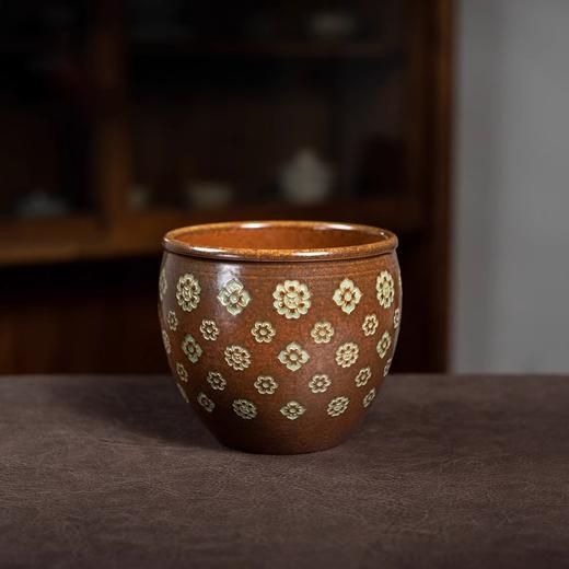 本土斋 青瓷草木灰水盂 宝相花刻绘手工建水功夫茶具废水周边配件 宝相水盂360ML【不支持补差，非质量问题不退不换】S 商品图1