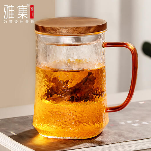 雅集玻璃杯玉琮杯500ml（木盖款） 商品图1