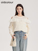 oldcolour春季新款白色蕾丝拼接法式温柔套头针织衫女DQ180501A1 商品缩略图0