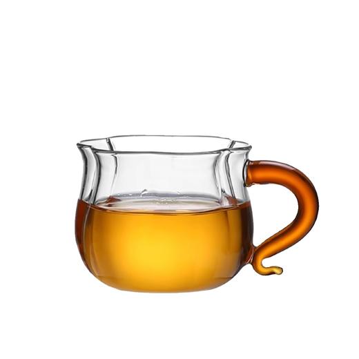 透明玻璃莲花杯带把无盖南瓜杯茶杯水杯牛奶杯早餐杯子花茶杯家用璃匠-莲花品杯双支装(琥珀色） 商品图0