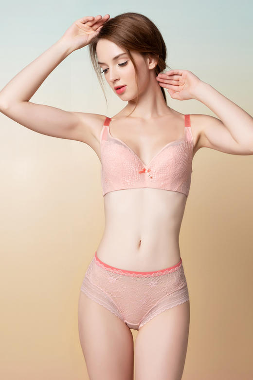 都市丽人内衣薄蕾丝四排扣无钢圈3/4杯文胸LB02A1 商品图0