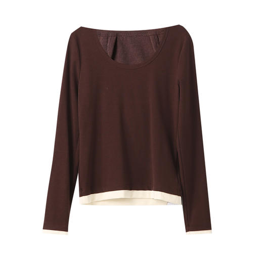 VIMAGE纬漫纪舒适柔软修身纯色长袖设计感T恤上衣春季新款V2313905 商品图6