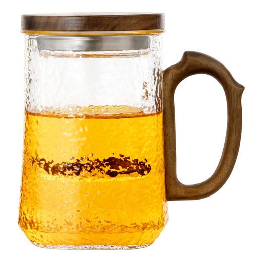 雅集玻璃杯玉琮杯500ml（木盖龙把款） 商品图0