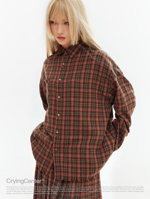 CryingCenter 毛边格子衬衫 哭喊中心 商品图3