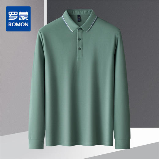 【撞色领】罗蒙男士春秋polo衫经典翻领男长袖t恤百搭商务休闲男士polo衫长袖 商品图3